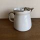 XXL modernist flowerpot pitcher vase in platinum and white porcelain