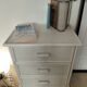Vintage cane chest of drawers with 3 drawers - white patinated wood - seaside spirit