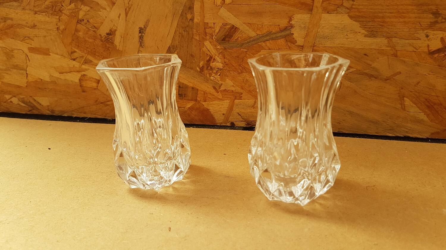 Pair Cristal D'Arques Vase Vintage Cut Crystal #B063