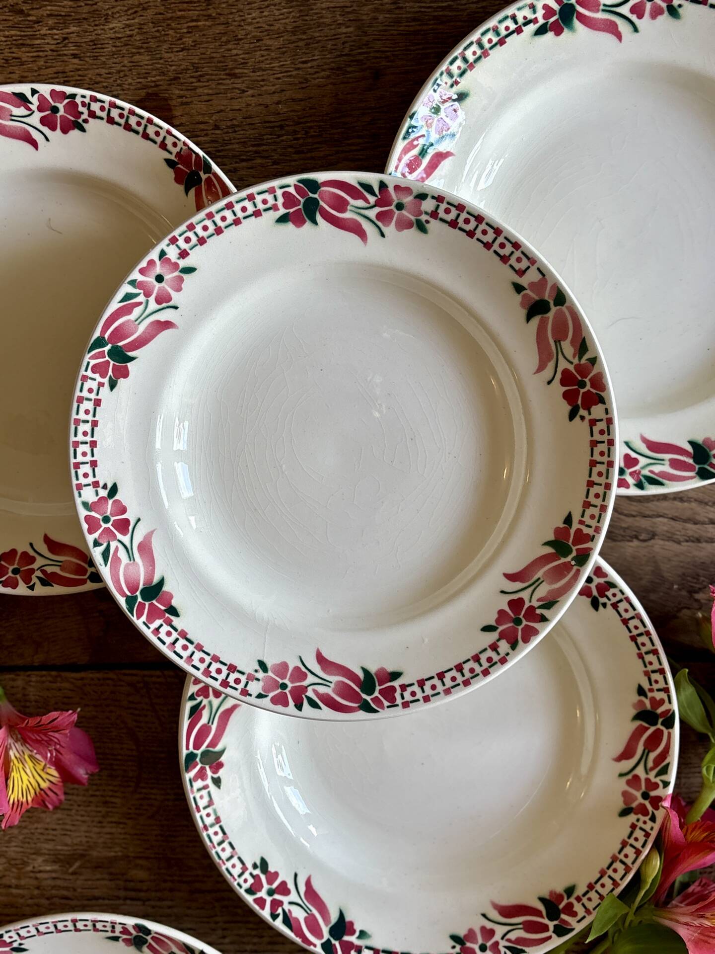 Set of 6 antique deep plates - Saint Amand Céranord