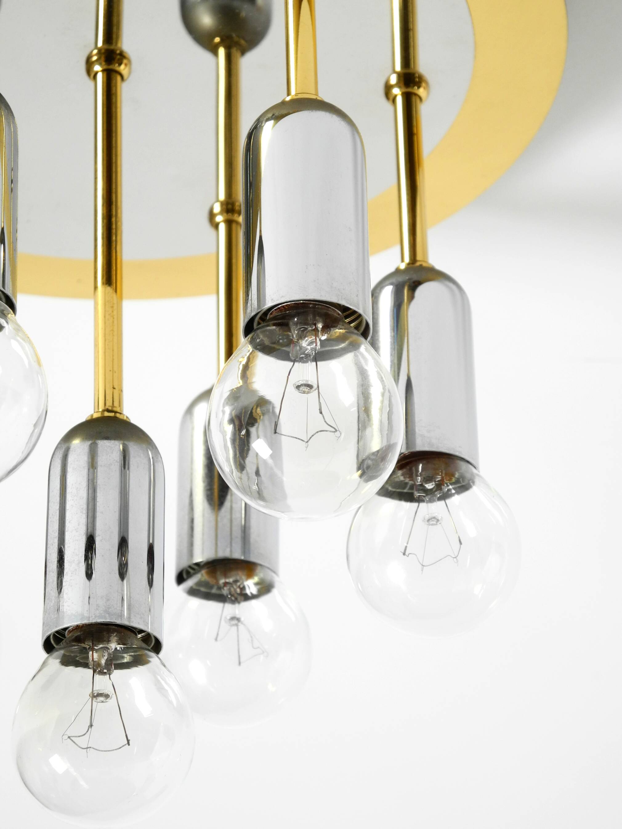 80s Post-Modern Ceiling Lamp by Schmidt Leuchtenfabrik, in brass and chrome