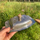 Silver metal glans butter dish