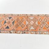 3x11 Salmon & Orange Muted Color Turkish Runner Rug, 92x336 Cm