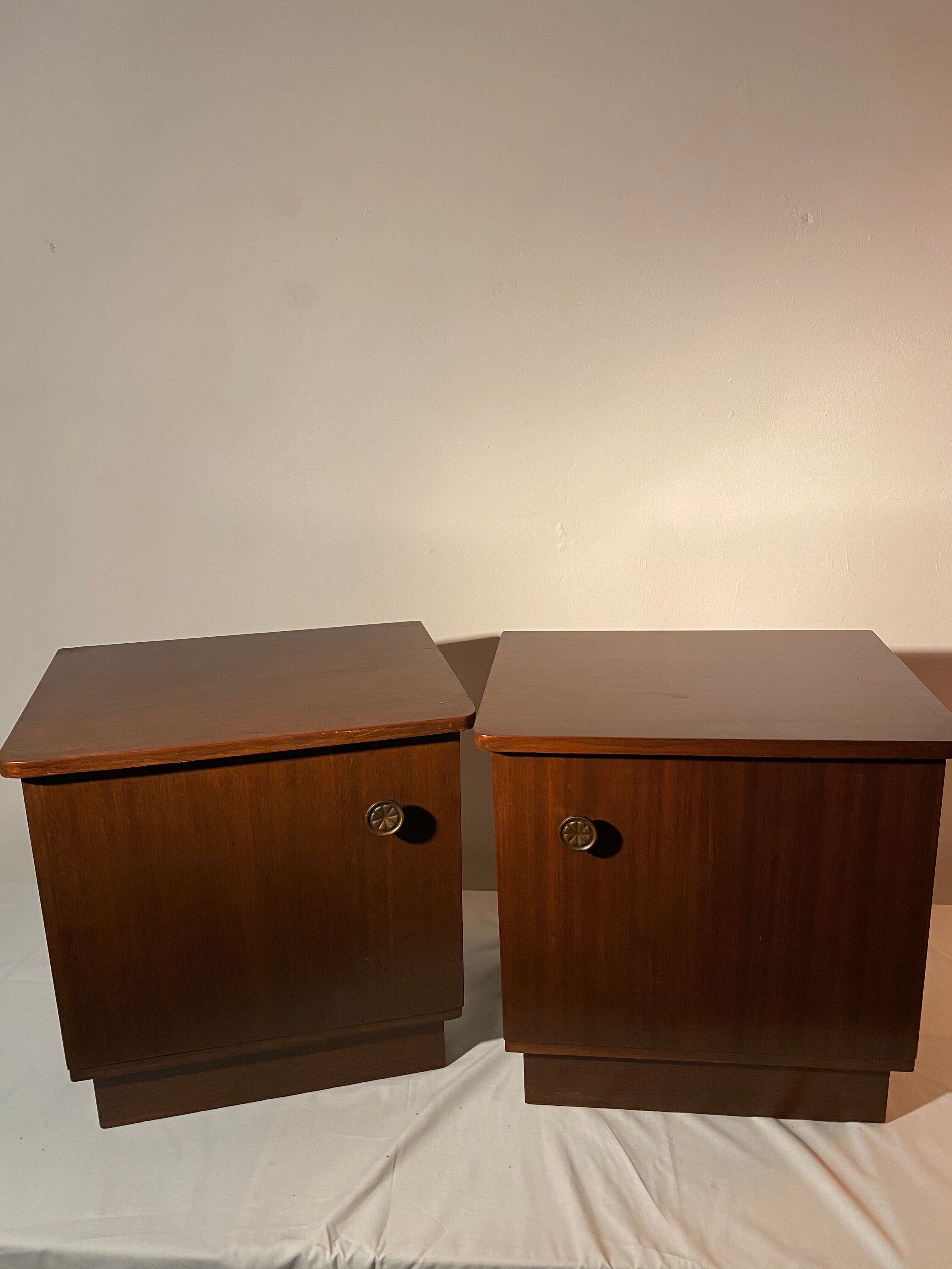 Pair of Vintage Dark Wood Night Stands