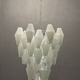 White murano glass polyhedra chandelier, 1970s