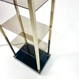 Brass and smoked glass shelf, belgo chrome, 1980
