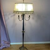 Vintage floor lamp in black and gold metal with lampshades