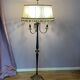 Vintage floor lamp in black and gold metal with lampshades