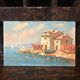 Oil on panel signed Breval fisherman's hut