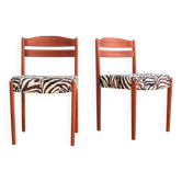 Danish teak dining chairs with zebra print from Boltinge Stølefabrik