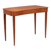 Vintage console design in mahogany veneer and brass, Italy, 1950s.