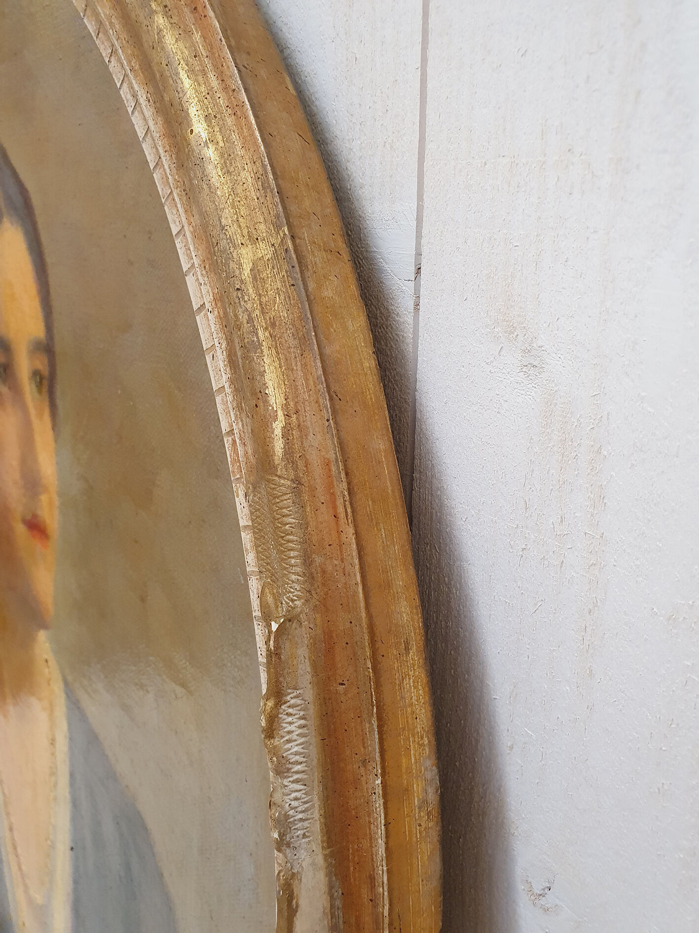 Oil portrait on canvas carved wooden frame