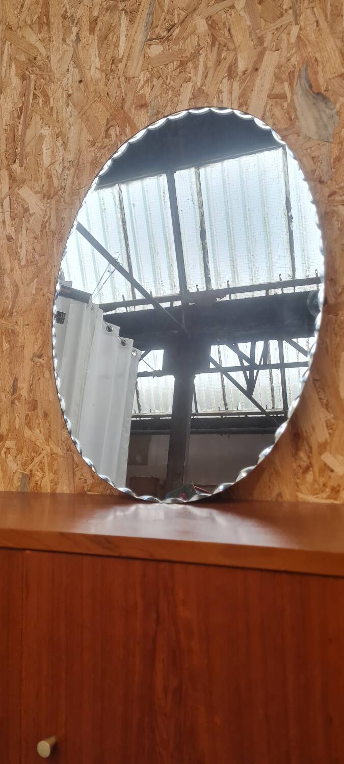 Miroir biseauté ovale 1950