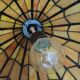Antique stained glass and bronze pendant light