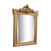 Old mirror louis Philippe golden pediment beveled fireplace 81x120cm