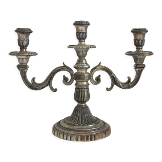 3-spoke candlestick in silver metal