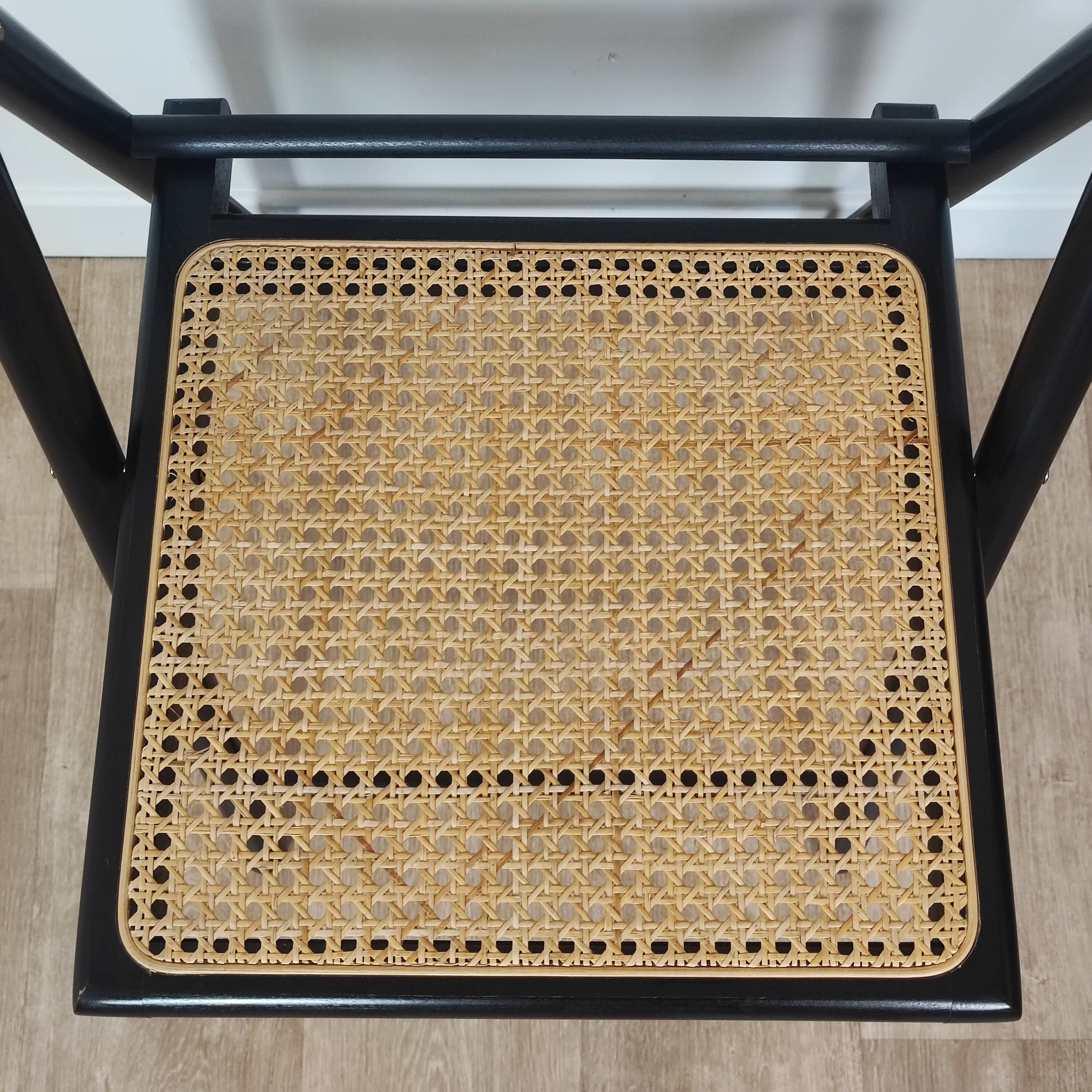 4 chaises pliantes bois et rotin
