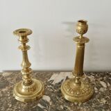 Two gilded bronze candlesticks, 19th century