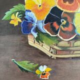 Vintage original flower oil painting, framed floral still life art