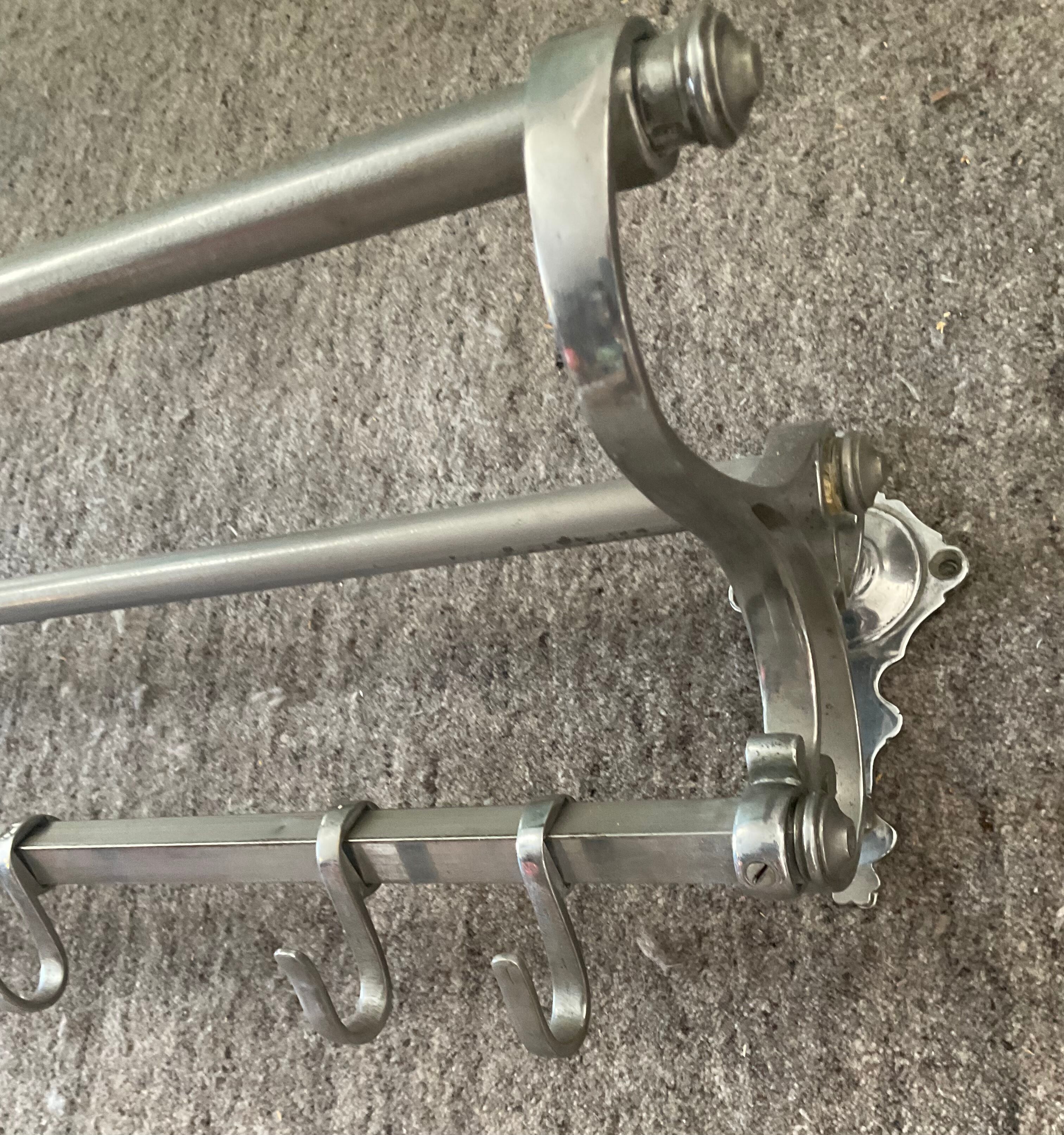 Art deco aluminum wardrobe coat rack with hat holder