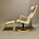 Scandinavian design swivel armchair and ottoman