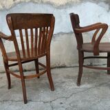 Pair of art deco armchair in solid oak in early 1900