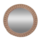 Ancien miroir rond en osier tressé – 40 cm - années 70