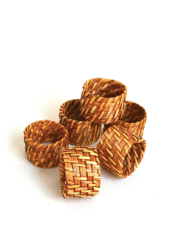 6 rattan towel rings