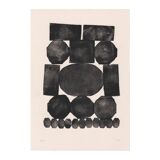 Collection of 4 black abstract paintings on paper signed eawy