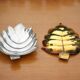Pair of vintage leaf-shaped pockets, brass leaf cup