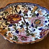 Plat creux céramique gien france décor fleurs pivoine peint main