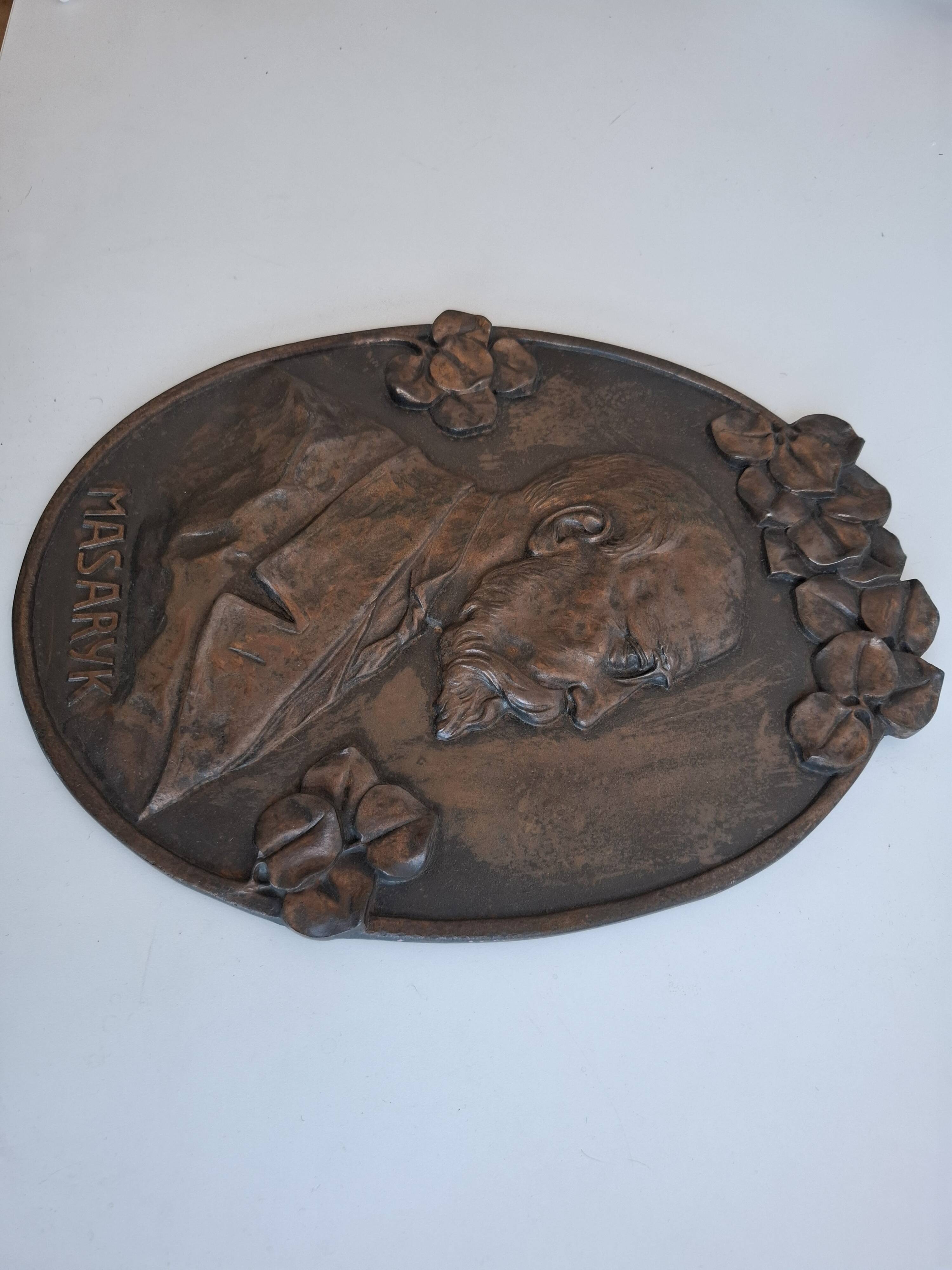 Plaque murale Art Déco T. G. Masaryk 1920, Tchécoslovaquie