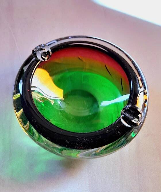 Multicoloured ashtray, Murano 1970.