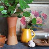 Vase "Diabolo" de potier en terre cuite vernissée vintage