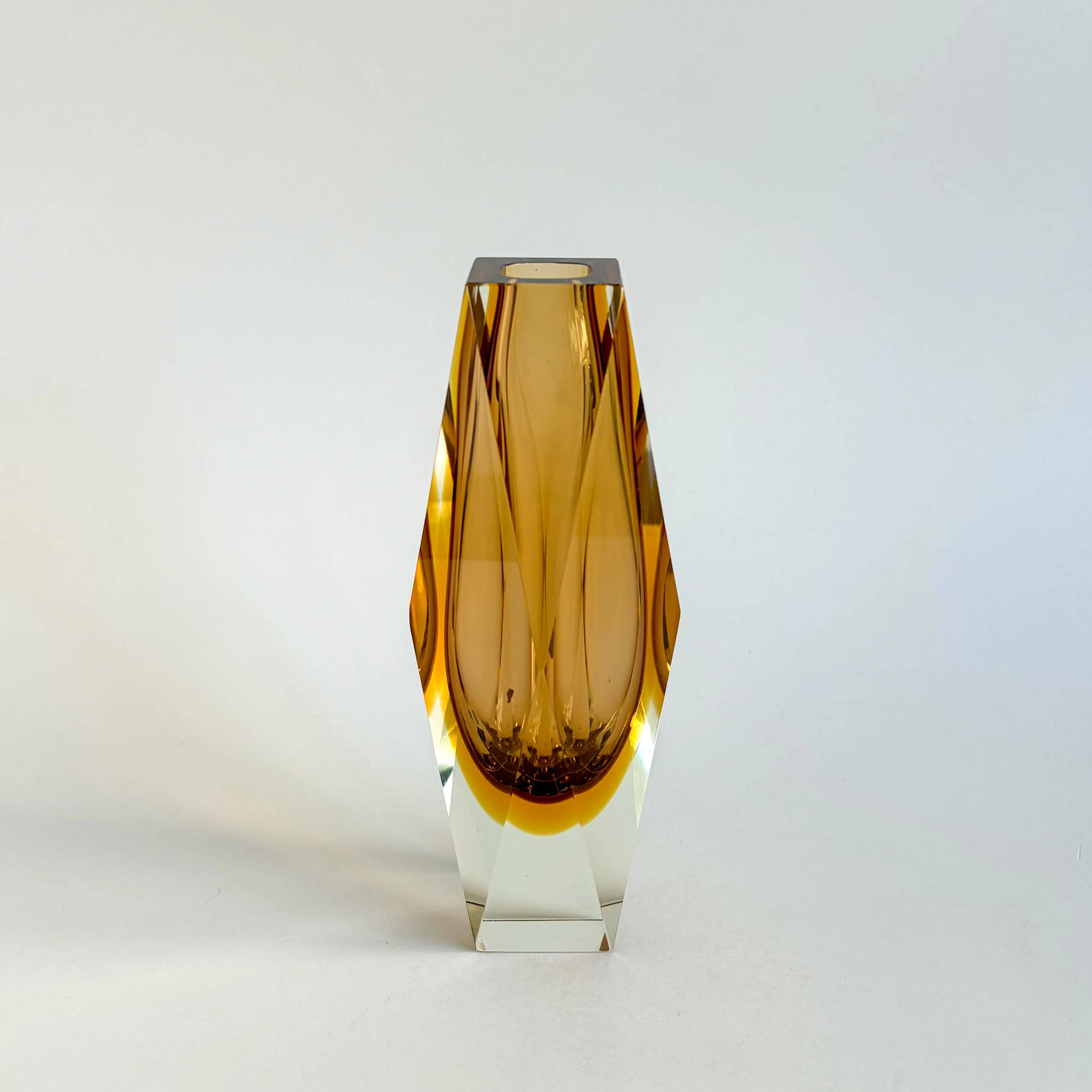 Faceted Murano Sommerso amber vase