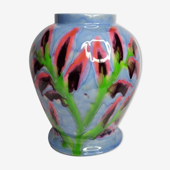 Vase en céramique émaillée Ricard signé 28 cm