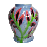 Ricard enamelled ceramic vase, signed, 28 cm