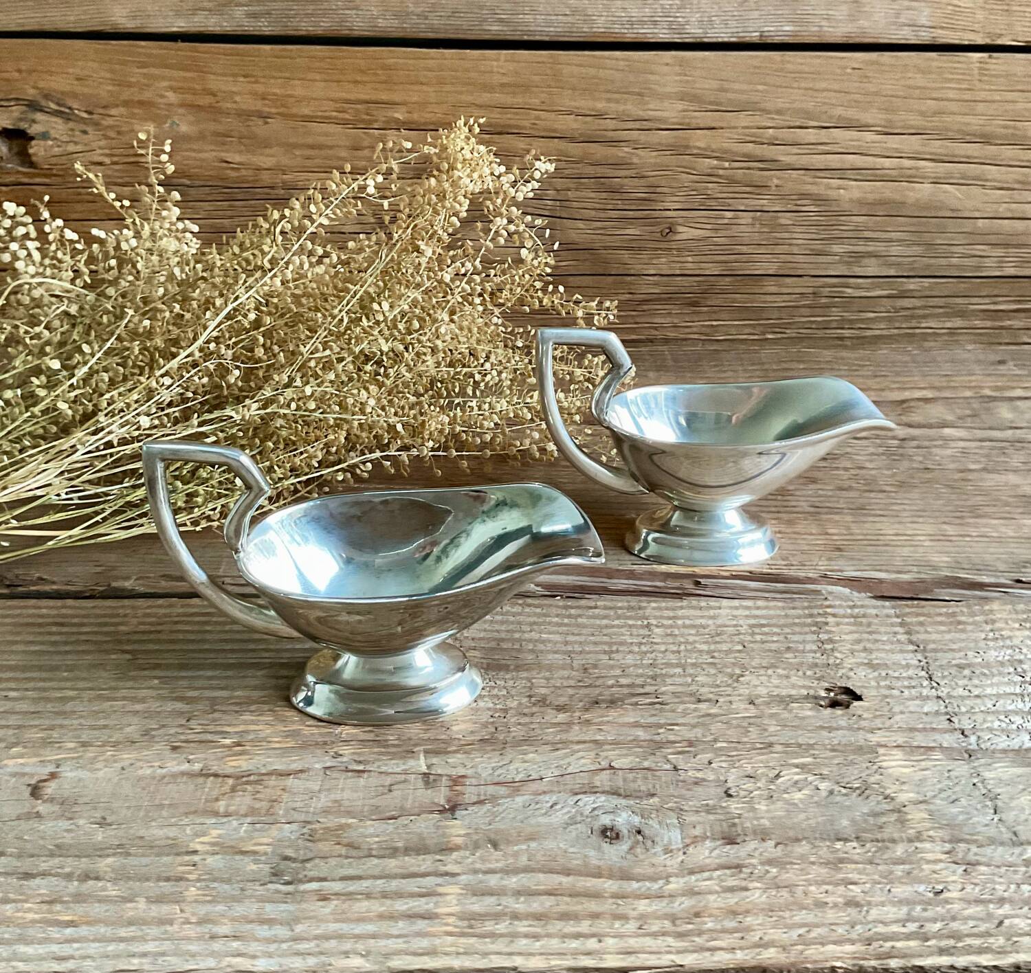 Duo de petites saucières metal argenté