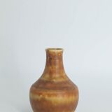 Mid-Century Scandinavian Modern Collectible Small Brown Stoneware Vase by Gunnar Borg for Höganäs