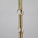 1930s Art Deco brass chandelier with textured glass globes, Czechoslovakia