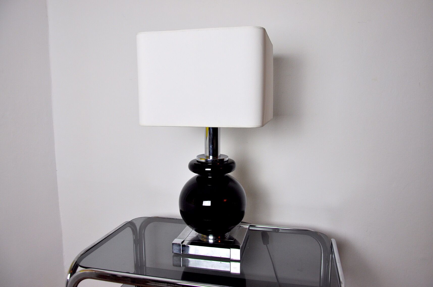 Cubic table lamp with ceramics by Bd Lumica, Italy, 1980