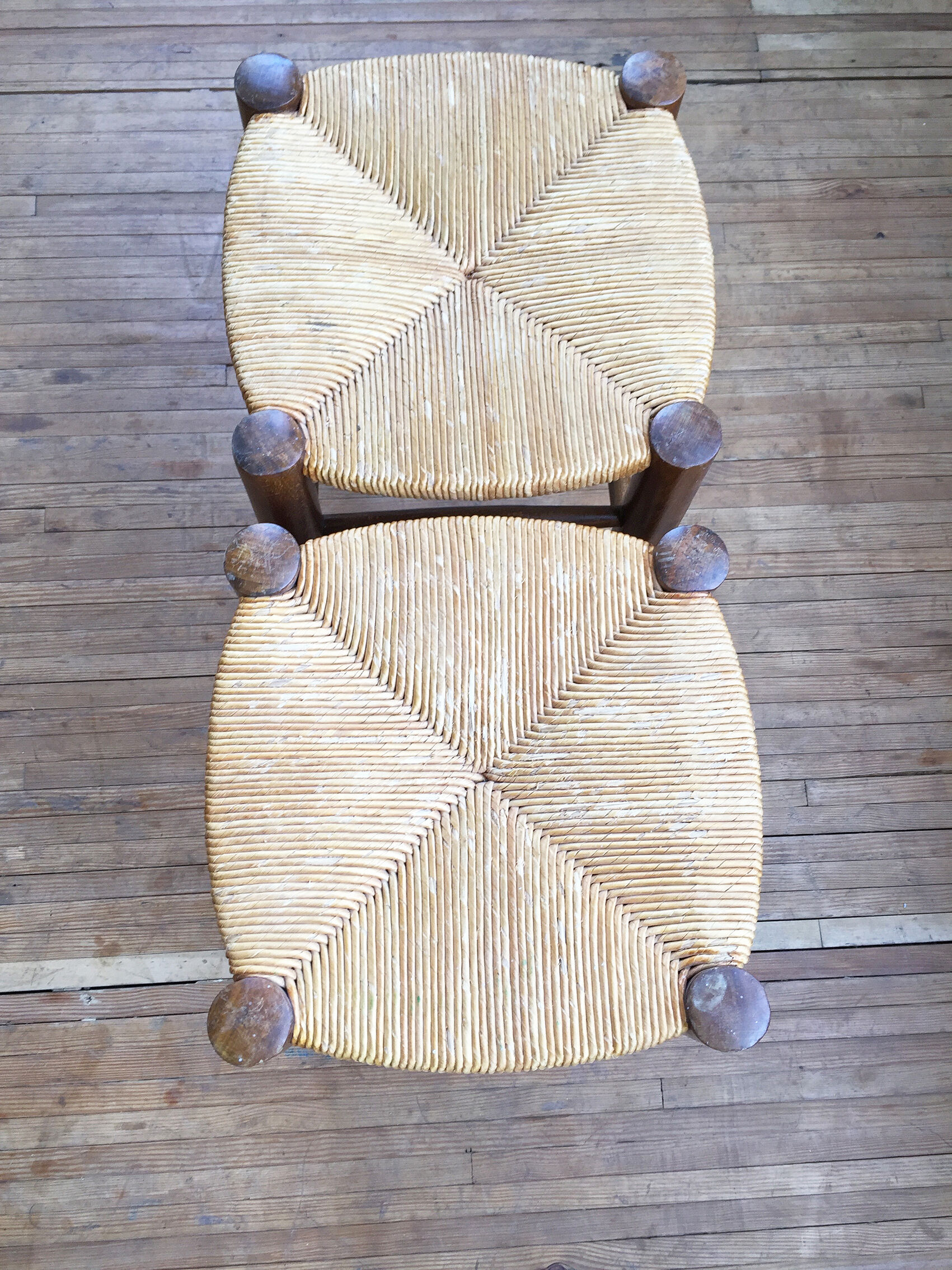 Pair of straw stools