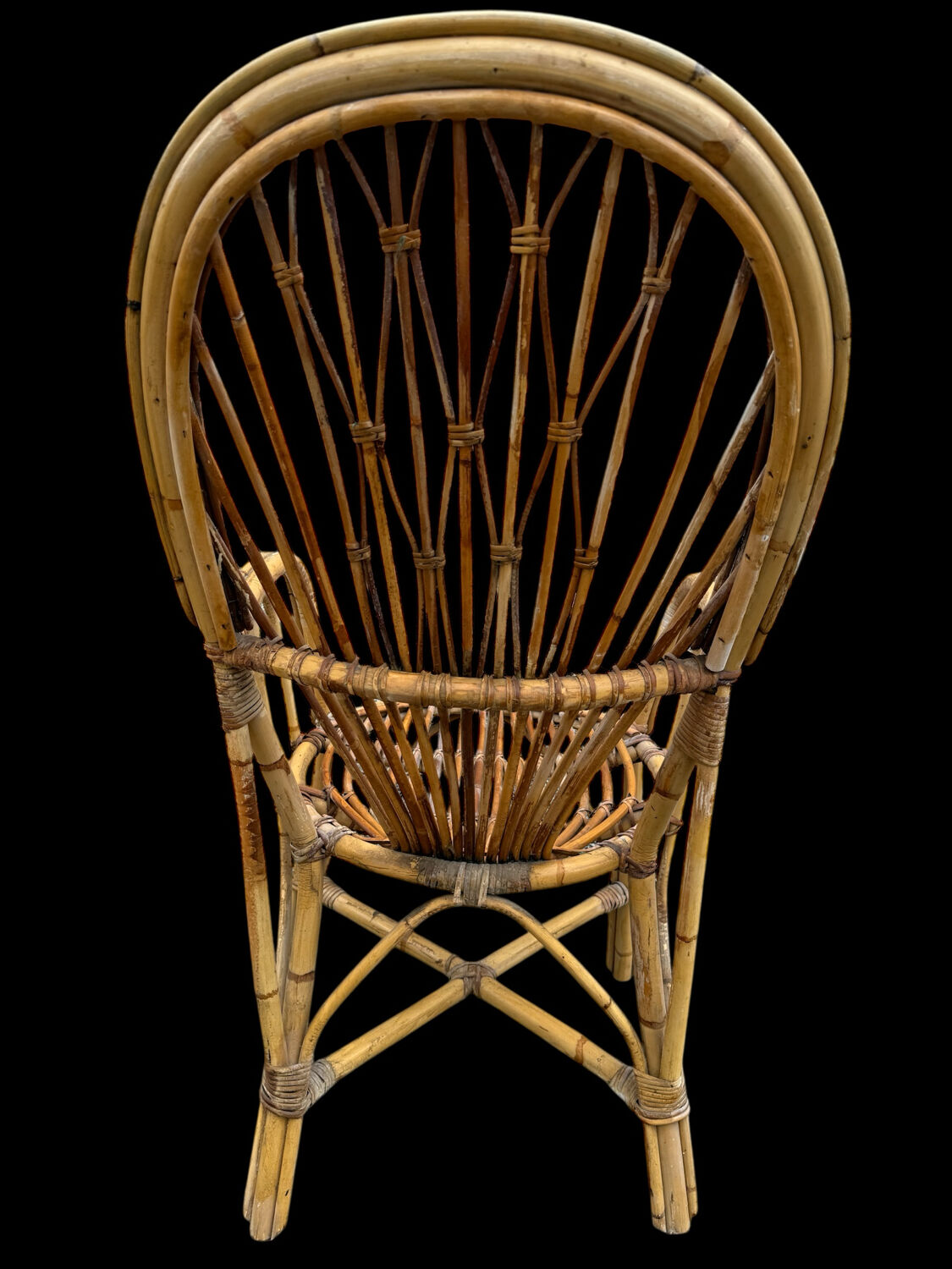 Rattan set of Provençal armchair and chair from the 60s