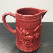 Former pitcher St Clement ceramics red decor horses made in france vintage