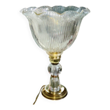 Authentique lampe calice art déco à poser - 1930/40 - verre et laiton