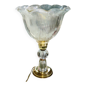Authentic art deco chalice table lamp - 1930/40 - glass and brass
