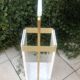 White lacquered wood and brass umbrella stand / vintage 60s-70s