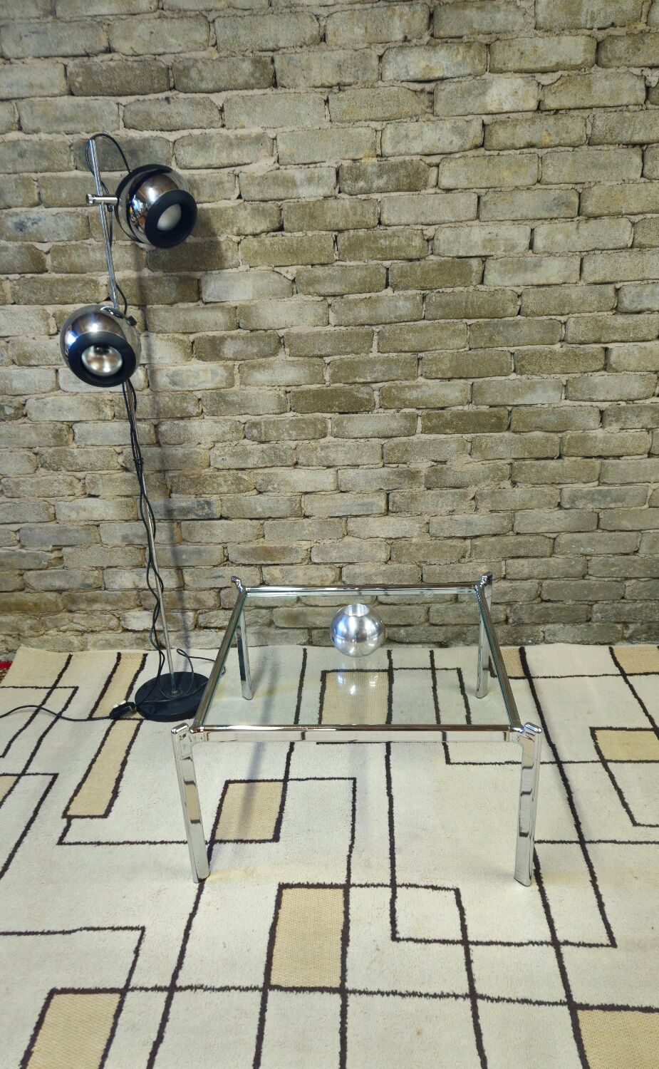 Chrome and glass coffee table, 1970