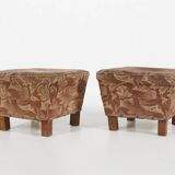 Set of 2 Art Deco poufs with original upholstery, France 1930