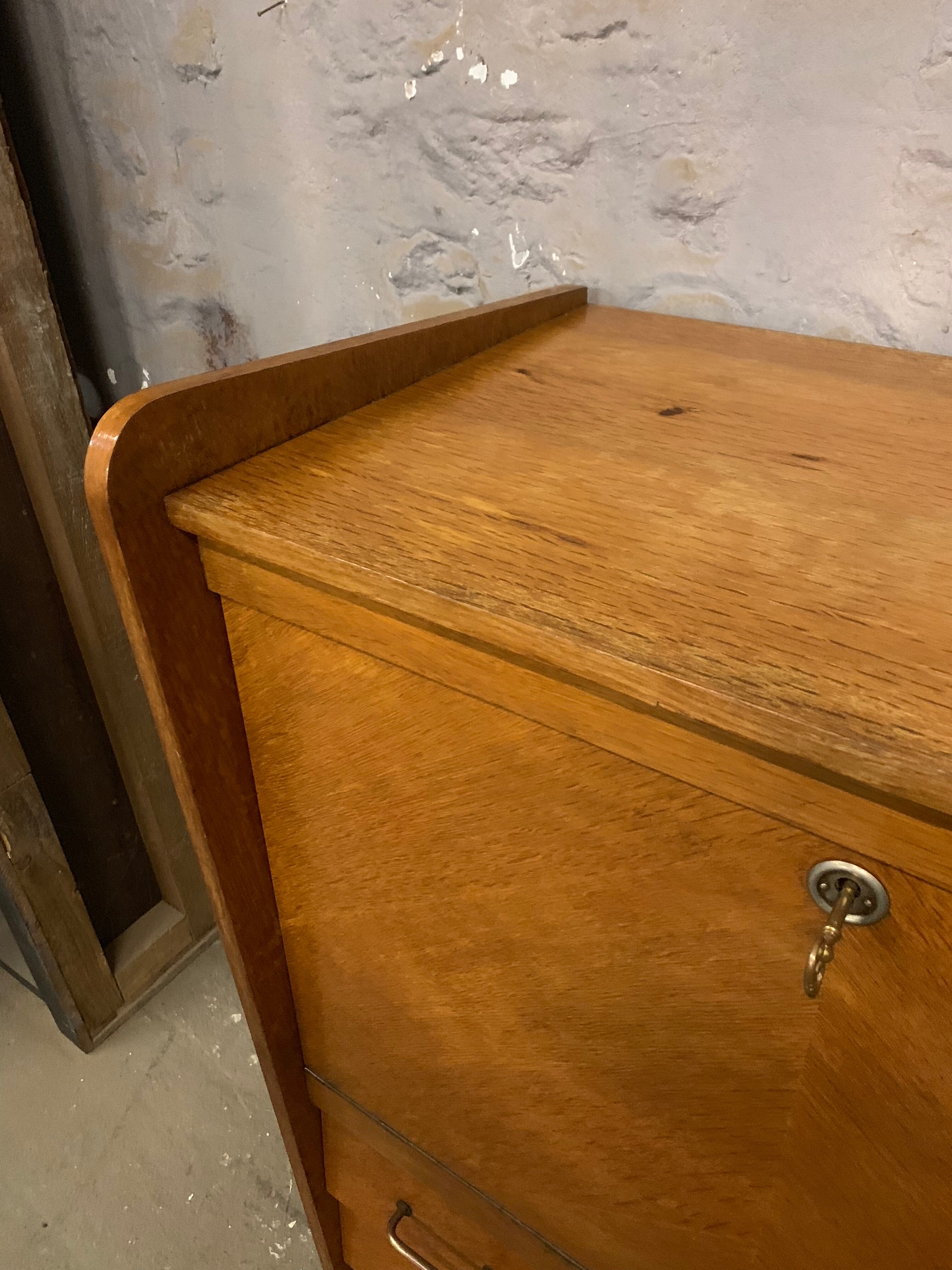 Secretary vintage oak compass feet, 1960s
